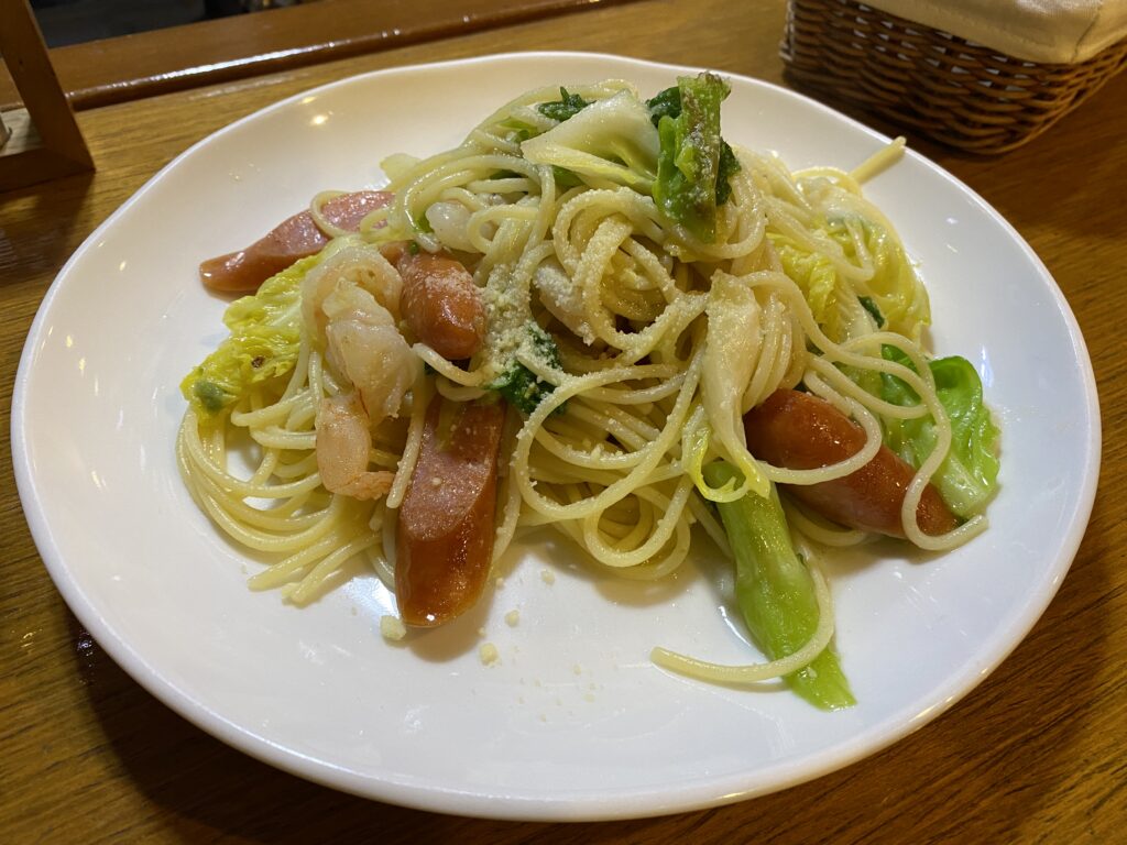 壱岐のイタリアンレストランで食べたペペロンチーノ